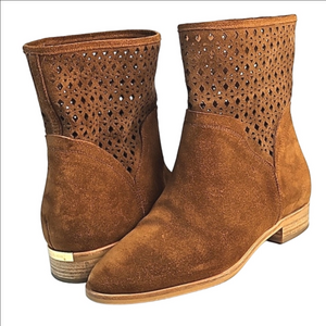 Michael Michael Kors Sunny Suede Leather Cut Out Pull On Ankle Bootie